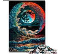 Puzzle da 1000 pezzi per adulti con onde colorate in legno, perfetto come decorazione fai da te o regalo di compleanno 50x75cm per compleanni, feste e occasioni speciali