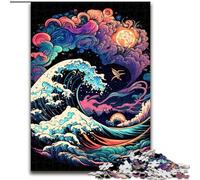Puzzle da 1000 pezzi per adulti con onde giapponesi, realizzato in cartone, per adolescenti e ragazzi, ideale come regalo di compleanno e per le feste, 1000 pezzi(26x38cm)