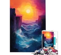 Puzzle da 1000 pezzi per adulti con onde oceaniche tra scogliere al tramonto ideale per il relax l'apprendimento e l'apprendimento Giocattolo educativo opera d'arte per le vacanze a casa o per passare