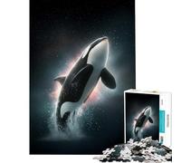 Puzzle da 1000 pezzi per adulti con orca che salta nello spazio Aiuta ad allenare la mente è un gioco antistress per tutta la famiglia adatto a partire dai 14 anni (50x75cm)