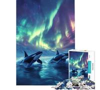 Puzzle da 1000 pezzi per adulti con orche sotto l'aurora boreale ideale come regalo educativo o gioco intellettuale per tutta la famiglia (dimensioni 50x75cm)