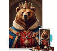 Puzzle da 1000 pezzi per adulti con orso e re,bordi lisci,gioco di concentrazione e costruzione,gioco tranquillo,scena natalizia (50x75cm)