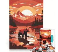 Puzzle da 1000 pezzi per adulti con orso grizzly che pesca, gioco educativo, difficile, ideale come regalo di compleanno o per occasioni speciali 50x75cm