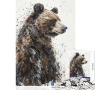 Puzzle da 1000 pezzi per adulti con orso nell'inchiostro schizzato Gioco divertente antistress decorazione per la casa giocattolo per rafforzare l'amore tra le coppie (38x52cm)