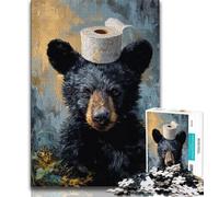 Puzzle da 1000 pezzi per adulti con orso nero che gioca con la carta igienica, aiuta il cervello a esercitare i giocattoli che creano dipendenza e coltivano la pazienza Un'opera d'arte, 50x75cm