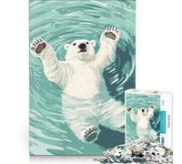 Puzzle da 1000 pezzi per adulti con orso polare che nuota nell'acqua gioco rilassante decorazione per la casa ideale come regalo per tutta la famiglia 50x75cm