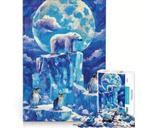 Puzzle da 1000 pezzi per adulti con orso polare e pinguini sul ghiaccio gioco rilassante assemblaggio di figure lista dei desideri con Babbo Natale 38x26cm