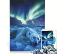 Puzzle da 1000 pezzi per adulti con orso polare sotto l'aurora boreale un gioco rilassante divertente e spiritoso ideale come regalo 38x52cm