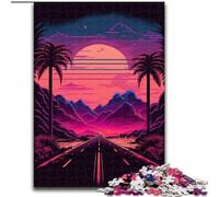 Puzzle da 1000 pezzi per adulti con paesaggio al neon in legno, perfetto come decorazione fai da te o regalo di compleanno 50x75cm per compleanno, vacanze, Natale e Halloween