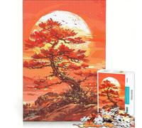 Puzzle da 1000 pezzi per adulti con paesaggio al tramonto e albero rosso gioco rilassante assemblaggio di motivi lista dei desideri con Babbo Natale 50x75cm