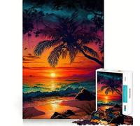 Puzzle da 1000 pezzi per adulti con paesaggio al tramonto sulla spiaggia,ritaglio preciso,gioco cognitivo divertente,svago,regalo di Natale rilassante (38x52cm)