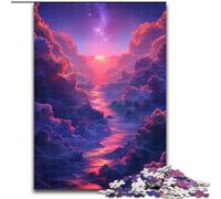 Puzzle da 1000 pezzi per adulti con paesaggio alieno colorato in legno, idea regalo per le vacanze, opera d'arte umoristica, opera d'arte dettagliata 50x75cm per compleanno, festa, Natale, Halloween