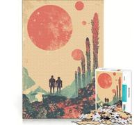 Puzzle da 1000 pezzi per adulti con paesaggio alieno e due personaggi, gioco per famiglie, difficile e stimolante, compleanni e occasioni speciali 38x26cm