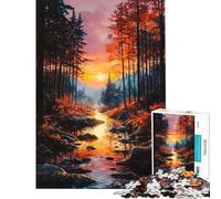 Puzzle da 1000 pezzi per adulti con paesaggio autunnale al tramonto nella foresta Giocattolo antistress ideale per rilassarsi durante le vacanze o per passare il tempo in casa (dimensioni 50x75cm)
