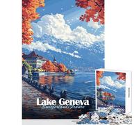 Puzzle da 1000 pezzi per adulti con paesaggio autunnale del Lago di Ginevra Gioco divertente e antistress ideale per la decorazione della casa e per rafforzare l'amore tra le coppie (50x75cm)