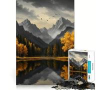 Puzzle da 1000 pezzi per adulti con paesaggio autunnale di lago e montagna,taglio preciso,decorazione,gioco divertente,per il tempo libero,regalo di compleanno,hobby (38x52cm)