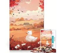 Puzzle da 1000 pezzi per adulti con paesaggio autunnale e anatra,taglio preciso,gioco di abilità,svago e divertimento,regalo di compleanno (38x52cm)