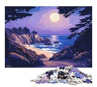 Puzzle da 1000 pezzi per adulti con paesaggio costiero al chiaro di luna, puzzle in legno, il miglior regalo per amici e familiari, 1000 pezzi (75x50 cm)