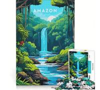 Puzzle da 1000 pezzi per adulti con paesaggio di cascata nella foresta amazzonica, gioco pratico, migliora la memoria, ideale come regalo per tutta la famiglia 38x52cm