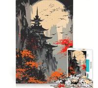 Puzzle da 1000 pezzi per adulti con paesaggio di pagoda giapponese e uccelli, gioco pratico, assemblaggio di motivi, compleanno e altre occasioni 50x75cm
