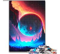 Puzzle da 1000 pezzi per adulti con paesaggio di stelle rosse e blu, in legno, perfetto come decorazione fai da te o regalo di compleanno 50x75cm per compleanni, vacanze, Natale e Halloween