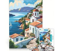 Puzzle da 1000 pezzi per adulti con paesaggio di un'isola greca, gioco educativo, difficile, ideale come regalo di compleanno o per occasioni speciali 50x75cm