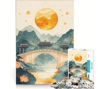 Puzzle da 1000 pezzi per adulti con paesaggio e ponte cinese, gioco rompicapo, assemblaggio di figure, per rafforzare l'amore tra le coppie 50x75cm