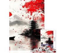 Puzzle da 1000 pezzi per adulti con paesaggio giapponese disegno a inchiostro gioco rompicapo sfida impegnativa decorazione da parete per rafforzare l'amore tra le coppie (38x52cm)