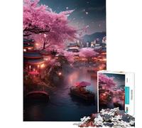 Puzzle da 1000 pezzi per adulti con paesaggio giapponese e fiori di ciliegio Sakura ideale per attività divertenti da fare a casa Gioco di puzzle fai-da-te per maggiori di 14 anni 38x26cm