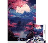 Puzzle da 1000 pezzi per adulti con paesaggio giapponese illuminato dalla luna giocattolo da parete ottimo regalo e giocattolo per gioco educativo per compleanno Natale dimensioni 38x52cm