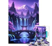 Puzzle da 1000 pezzi per adulti con paesaggio giapponese ponte e cascate Gioco rilassante educativo e didattico ideale come regalo per il Secret Santa o per attività in famiglia (dimensioni 38x52cm)