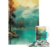 Puzzle da 1000 pezzi per adulti con paesaggio lacustre turchese gioco intellettuale educativo divertente e spiritoso ideale come regalo di compleanno (dimensioni 38x26cm)