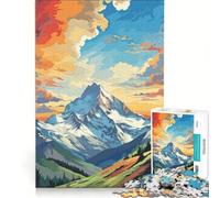 Puzzle da 1000 pezzi per adulti con paesaggio montano colorato, arte digitale, gioco educativo, difficile e stimolante, ideale come regalo 38x26cm