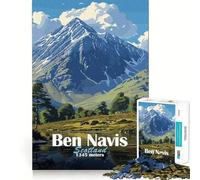 Puzzle da 1000 pezzi per adulti con paesaggio montano del Ben Nevis,ritaglio preciso,gioco cognitivo divertente,svago,divertimento,regalo di Natale rilassante (50x75cm)