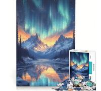 Puzzle da 1000 pezzi per adulti con paesaggio montano e aurora boreale, antistress, sfida impegnativa, ideale come regalo per tutta la famiglia 38x52cm