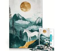 Puzzle da 1000 pezzi per adulti con paesaggio montano e cavallo bianco,gioco di memoria divertente,componenti robusti e ben definiti, alleviare lo stress (50x75cm)