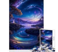 Puzzle da 1000 pezzi per adulti con paesaggio spaziale al neon giocattolo educativo opera d'arte regalo giochi per famiglie con poster abbinato e foglio di quiz dimensioni 38x26cm