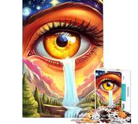 Puzzle da 1000 pezzi per adulti con paesaggio surreale a cascata e occhi in primo piano Gioco pratico divertente e spiritoso ideale come regalo di compleanno (Dimensioni: 38x26cm)