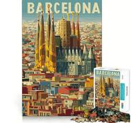 Puzzle da 1000 pezzi per adulti con paesaggio urbano di Barcellona e Sagrada Familia,gioco con bordi perfetti,attività di gioco cognitivo,regalo,gioco di ozio,attività per compleanno (38x52cm)