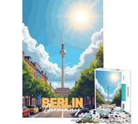 Puzzle da 1000 pezzi per adulti con paesaggio urbano di Berlino e illustrazione della torre della televisione Gioco rilassante stimolante per la mente e l'intelligenza Giocattolo avvincente