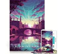 Puzzle da 1000 pezzi per adulti con paesaggio urbano di Birmingham,fiume e ponti,gioco con bordi perfetti,attività di gioco cognitivo,regalo,gioco di ozio,attività per compleanno (50x75cm)