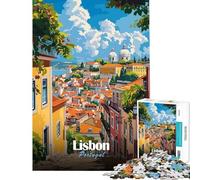 Puzzle da 1000 pezzi per adulti con paesaggio urbano di Lisbona Portogallo ideale per rilassarsi imparare giocare fare arte regalo vacanza in città ammazzare il tempo (dimensioni 38x26cm)