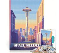 Puzzle da 1000 pezzi per adulti con paesaggio urbano ispirato allo Space Needle gioco per famiglie attività divertenti da fare in casa regalo di compleanno regalo 50x75cm