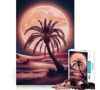 Puzzle da 1000 pezzi per adulti con palma, luna e deserto, ideale per stimolare la mente e alleviare lo stress (38x52cm) Decorazione murale con ritagli trasparenti