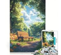 Puzzle da 1000 pezzi per adulti con panchina al parco in primavera gioco rilassante taglio di precisione adatto per la decorazione della scrivania 50x75cm