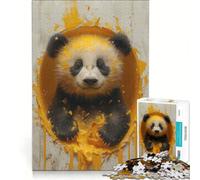 Puzzle da 1000 pezzi per adulti con panda dipinto e schizzi di colore gioco interattivo per genitori e figli ideale come regalo per tutta la famiglia 38x26cm