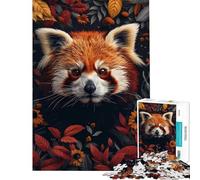 Puzzle da 1000 pezzi per adulti con panda rosso e ritratto floreale gioco per famiglie regalo di compleanno unico per compleanni e Natale (dimensioni 50x75cm)