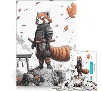 Puzzle da 1000 pezzi per adulti con panda rosso e samurai sulla cima di una montagna gioco educativo migliora la memoria compleanno e Natale 38x52cm