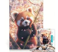 Puzzle da 1000 pezzi per adulti con panda rosso tra i ciliegi in fiore gioco rilassante divertente e spiritoso ideale come regalo 38x52cm