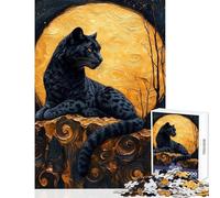 Puzzle da 1000 pezzi per adulti con Pantera Nera e Luna Dorata gioco pratico per migliorare la memoria decorazione da parete regalo di Natale e compleanno (50x75cm)